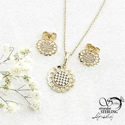 خرید و قیمت نیمست گل طرح طلا مارک ژوپینگ کد 15456 | خرید سرویس مجلسی مشابه طلا در فروشگاه زیورآلات استرلینگ