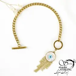 دستبند استیل زنانه چشم نظر آویز دار