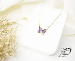 خرید و قیمت گردنبند زنانه طرح پروانه نگین بنفش - خرید بدلیجات مدل سال و ارزان در فروشگاه زیورآلات استرلینگ