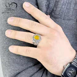 خرید و قیمت انگشتر نقره مردانه با نگین شرف الشمس - خرید بدلیجات مدل سال و ارزان در فروشگاه زیورآلات استرلینگ