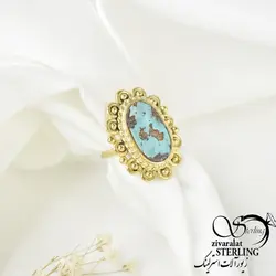 خرید و قیمت انگشتر نقره فیروزه زنانه آبکاری طلای زرد کد4612 - خرید بدلیجات مدل سال و ارزان در فروشگاه زیورآلات استرلینگ