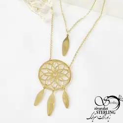 گردنبند زنانه طرح طلا دو ردیف دریم کچر با آبکاری طلا ، خرید گردنبند زنانه استیل طرح طلا