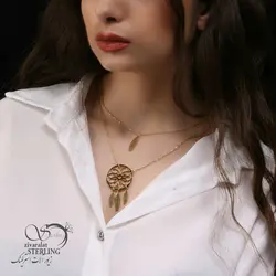 گردنبند زنانه طرح طلا دو ردیف دریم کچر با آبکاری طلا ، خرید گردنبند زنانه استیل طرح طلا