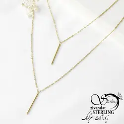گردنبند زنانه طرح طلا دو ردیف استوانه با آبکاری طلا استیل ، خرید گرنبند استیل دو ردیفه