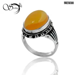 خرید و قیمت انگشتر نقره مردانه با نگین عقیق زرد ( شرف الشمس) کد:۲۵۷۳ - خرید بدلیجات مدل سال و ارزان در فروشگاه زیورآلات استرلینگ