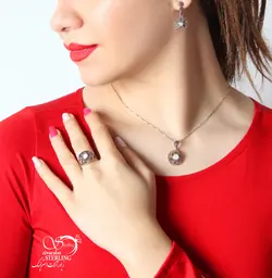 نیم ست نقره زنانه سیاه قلم خورشید ساخت تایلند عیار 925 استرلینگ دارای ضمانت نامه