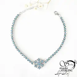 خرید و قیمت دستبند نقره زنانه نگین آبی کد:۱۳۸۱ - خرید بدلیجات مدل سال و ارزان در فروشگاه زیورآلات استرلینگ