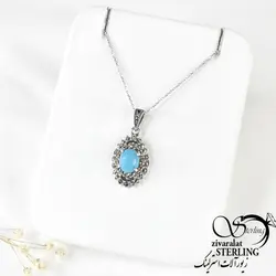 خرید و قیمت گردنبند فیروزه نقره سیاه قلم کد:۱۴۶۲ - خرید بدلیجات مدل سال و ارزان در فروشگاه زیورآلات استرلینگ