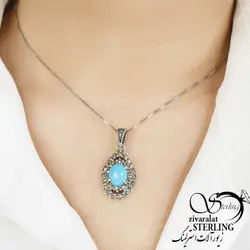 خرید و قیمت گردنبند فیروزه نقره سیاه قلم کد:۱۴۶۲ - خرید بدلیجات مدل سال و ارزان در فروشگاه زیورآلات استرلینگ