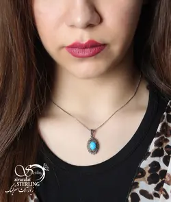 خرید و قیمت گردنبند فیروزه نقره سیاه قلم کد:۱۴۶۲ - خرید بدلیجات مدل سال و ارزان در فروشگاه زیورآلات استرلینگ