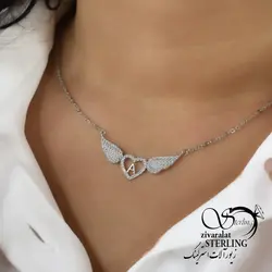 گردنبند نقره زنانه طرح قلب بالدار