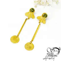 گوشواره رنگ ثابت با آویز دایره