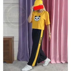 تیشرت کراپ و شلوار پاندا