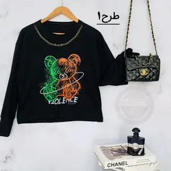 بلوز کراپ آستین بلند خرسی