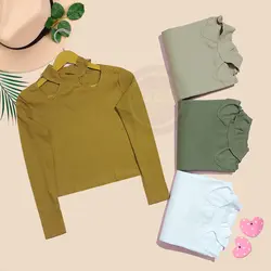 بلوز کراپ فانریپ یقه اشکی