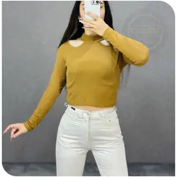 بلوز کراپ فانریپ یقه اشکی