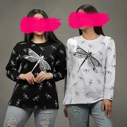 بلوز پنبه طرح سنجاقک و گارفیلد