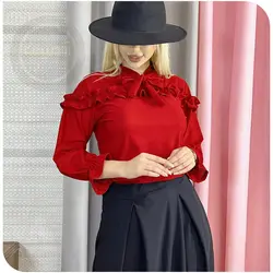 شومیز دور سینه چین دار کراواتی