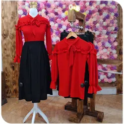 شومیز دور سینه چین دار کراواتی