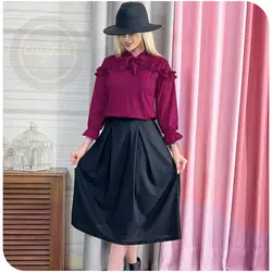 شومیز دور سینه چین دار کراواتی