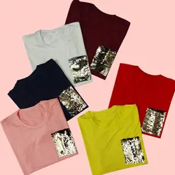 تیشرت جیب پولکی