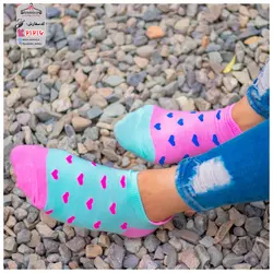 جوراب مچی طرح قلب رنگی