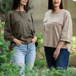 بلوز دو جیب آستین پاکتی