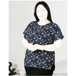 تیشرت نخی ۲ دکمه گلدار