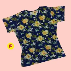 تیشرت نخی ۲ دکمه گلدار