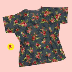 تیشرت نخی ۲ دکمه گلدار