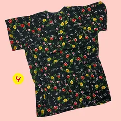 تیشرت نخی ۲ دکمه گلدار