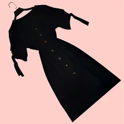 پیراهن بلند جلو دکمه مشکی