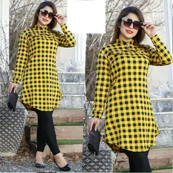 تونیک چهارخانه ریز زیپدار