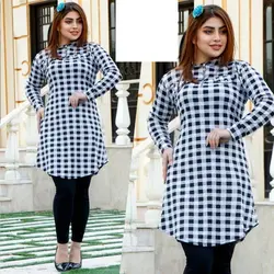 تونیک چهارخانه ریز زیپدار