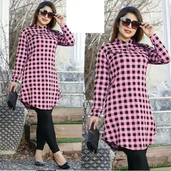 تونیک چهارخانه ریز زیپدار