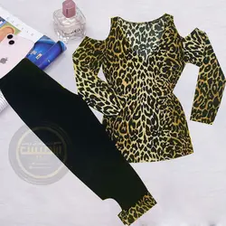 بلوزسرشانه باز و شلوارک پلنگی