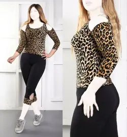 بلوزسرشانه باز و شلوارک پلنگی