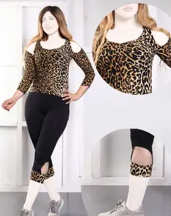 بلوزسرشانه باز و شلوارک پلنگی