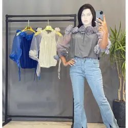 شومیز مجلسی عروسکی یقه گل