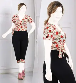 ست تیشرت و شلوارک چپ و راستی کمربند دار