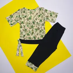 ست تیشرت و شلوارک چپ و راستی کمربند دار