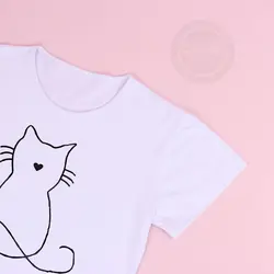 تیشرت سفید و مشکی گربه