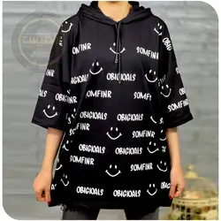 تیشرت لانگ کلاهدار اسمایل