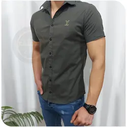 پیراهن پوپلین پشت چاپ مردانه