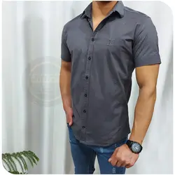 پیراهن پوپلین پشت چاپ مردانه