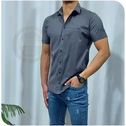 پیراهن پوپلین پشت چاپ مردانه