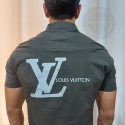 پیراهن پوپلین پشت چاپ مردانه