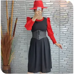 شومیز و سارافون آستین پفی