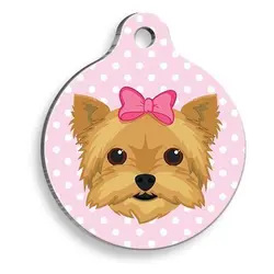 پلاک گردنی سگ Yorkie صورتی برند Luna