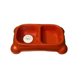 ظرف دوقلو آب و غذای سگ و گربه رنگ آجری سایز Small برند Luna
